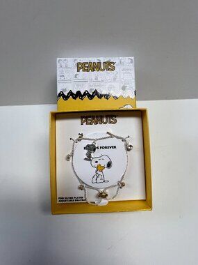 Peanuts Friends Forever Snoopy Woodstock Bracelet ADJUSTABLE Fine Silver Plated